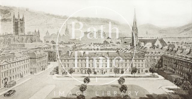 View from G.W.R. Station looking north across the new Station Place, Bath 1945