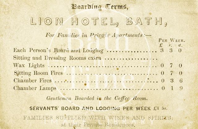 Lion Hotel, Bath 1840s