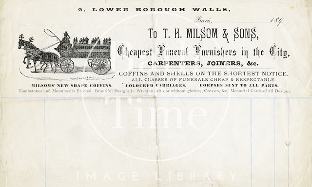 T.H. Milsom & Sons, 2, Lower Borough Walls, Bath 1898