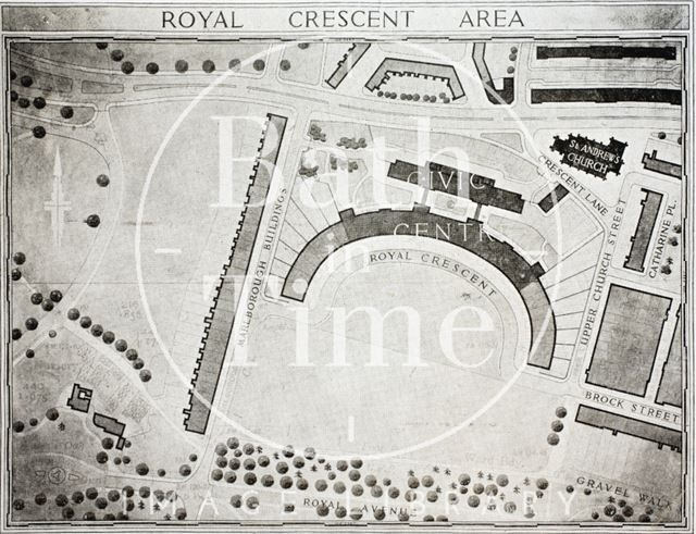 Proposed Civic Centre, Royal Crescent area, Bath 1946