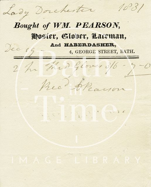 William Pearson, 4, George Street, Bath 1831