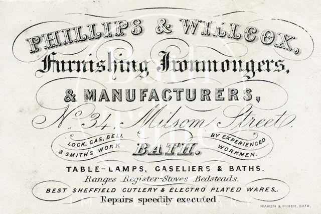 Phillips & Willcox, 34, Milsom Street, Bath c.1866