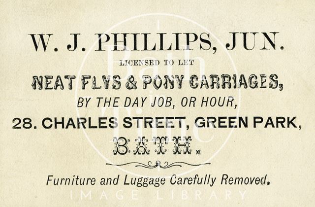 W.J. Phillips Jun., 28, Charles Street, Green Park, Bath c.1895