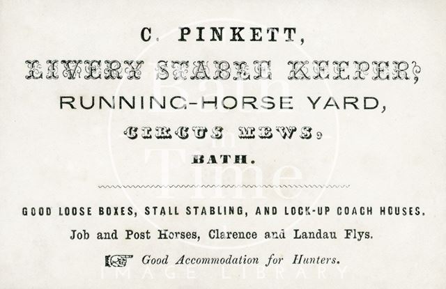 C. Pinkett, Running Horse Yard, Circus Mews, Bath c.1860-1880