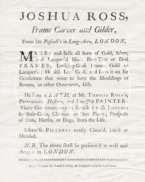 Joshua Ross (from Mr. Pascall's in Long Acre, London) at Thomas Ross's c.1750