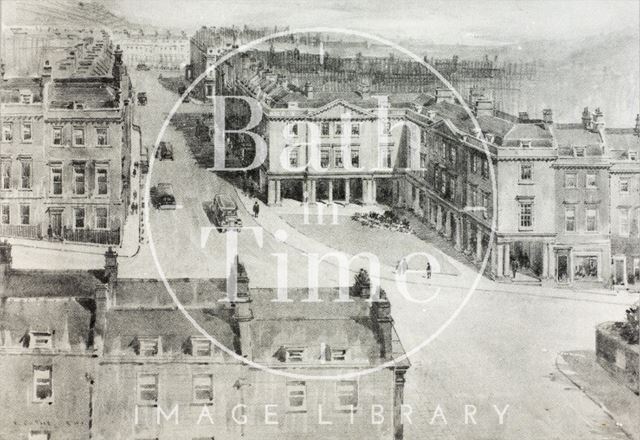 The proposed improvement at the junction of George Street and Gay Street, showing arcaded treatment as in Bath Street, Bath 1945