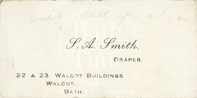 S.A. Smith, 22 & 23, Walcot Buildings, Bath c.1920?