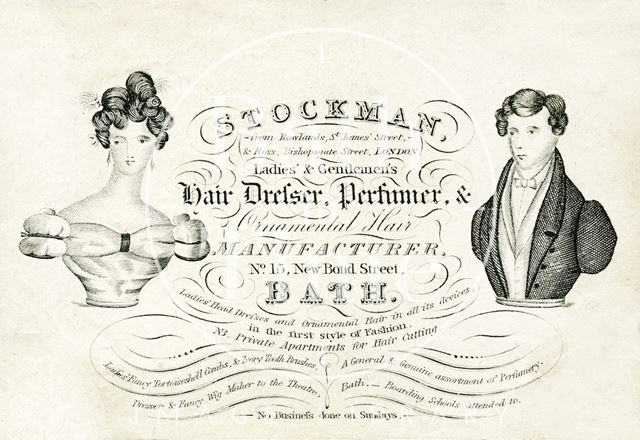 Stockman (from Rowland's, St. James Street & Ross, Bishopgate Street, London), 15, New Bond Street, Bath c.1820