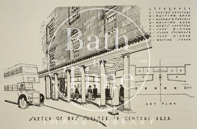 Sketch of a Bus Shelter in Central Area, Bath 1945