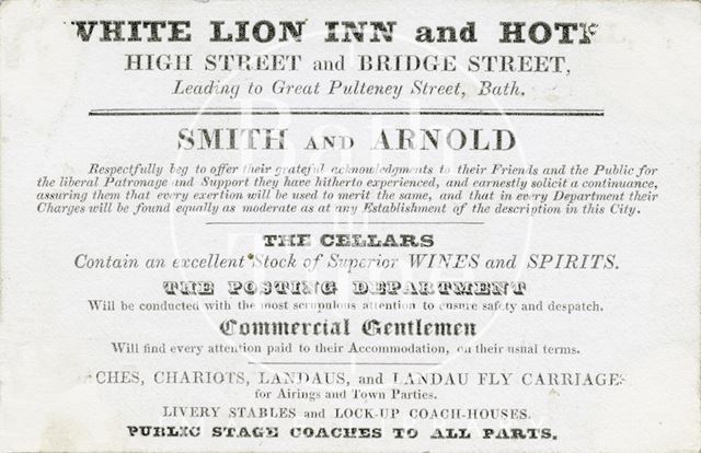 White Lion Inn and Hotel, Market Place aka High Street, Bath c.1830