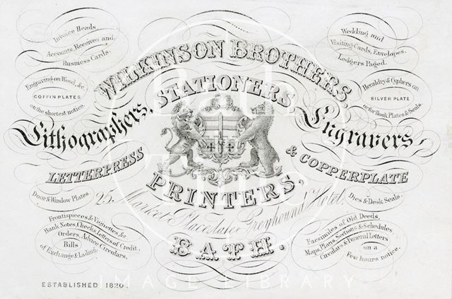 Wilkinson Brothers, 25, Market Place, late Greyhound Hotel, Bath c.1864