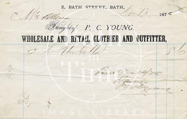 P.C. Young, 2, Bath Street, Bath 1875