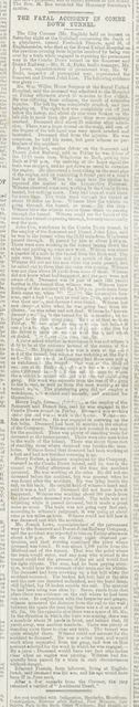 Inquest on the fatal accident in Combe Down railway tunnel, Bath 1879