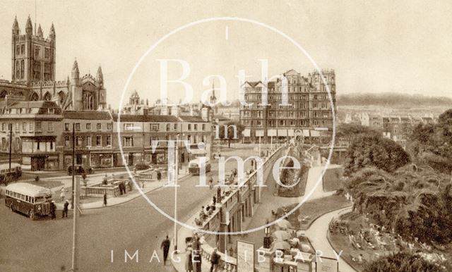 Terrace Walk, Parade Gardens and Empire Hotel, Bath c.1940