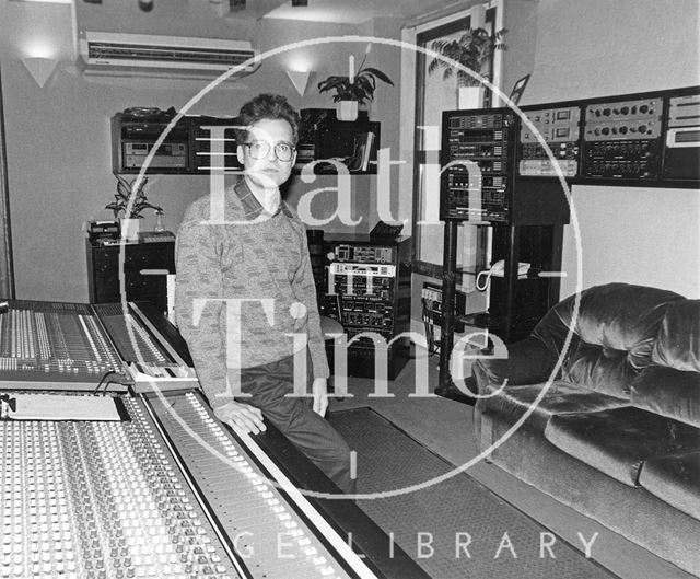 Owner Phil Andrews in his new 48 track studio at Moles Club, George Street, Bath 1990