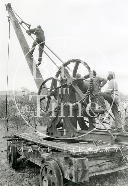 1864 Stothert and Pitt crane moving to proposed quarry museum at Pickwick, Corsham, Wiltshire 1984 