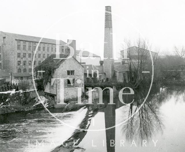 Carr's Mill, a view across Twerton Weir, Bath 1965