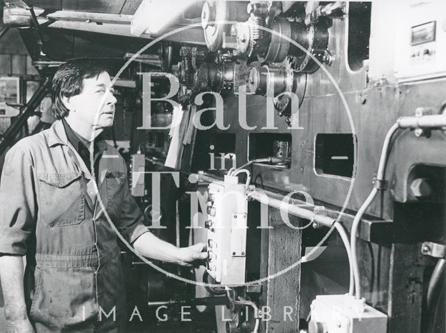 Bath Evening Chronicle machine room, Bridewell Lane, Bath 1985