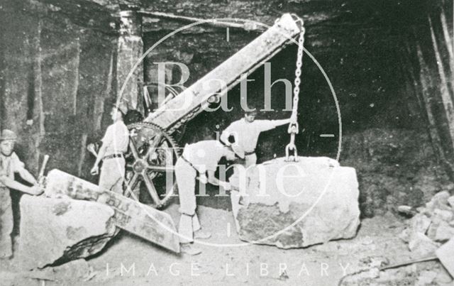 Interior of Sumsion's Monks Park Quarry, Corsham, Wiltshire c.1900