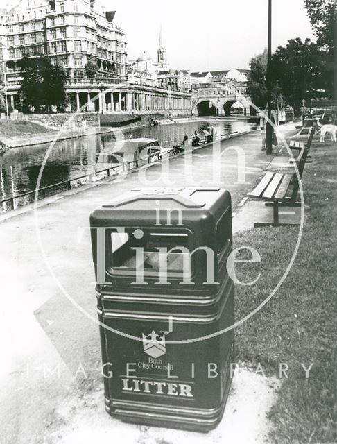 New Litter Bin, next to the River Avon by Pulteney Bridge, Bath 1992