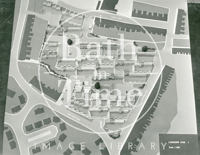 Developer's model of proposed development for Lansdown View, Bath 1969