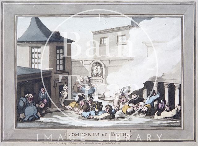 Comforts of Bath, Plate 7. The King's Bath 1798