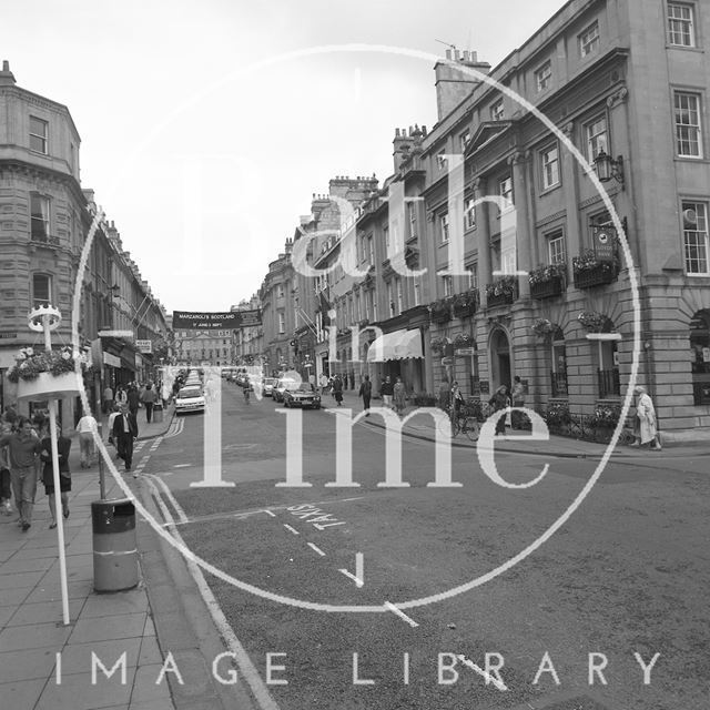 A busy shopping day on Milsom Street, Bath 1989