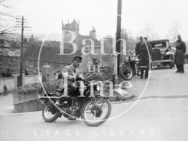 Ted Cross on an H.R.D. Series P prototype motorcycle at Southstoke c.1935