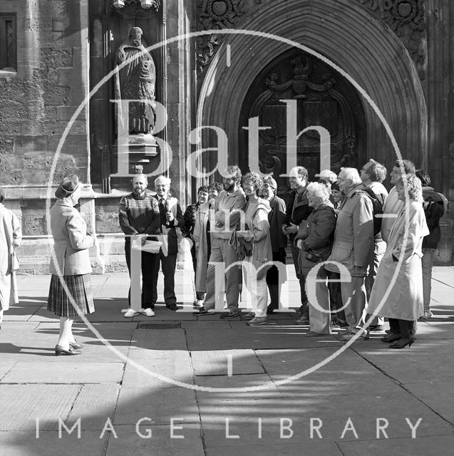 A Bath Tour Guide outside Bath Abbey c.1989