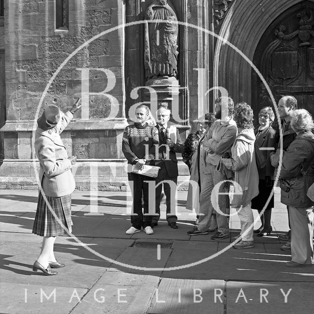 A Bath Tour Guide outside Bath Abbey c.1989