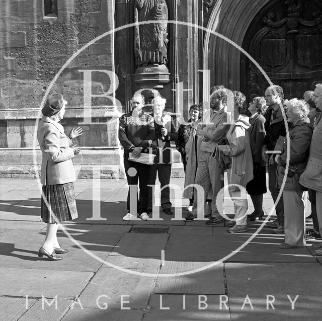 A Bath Tour Guide outside Bath Abbey c.1989