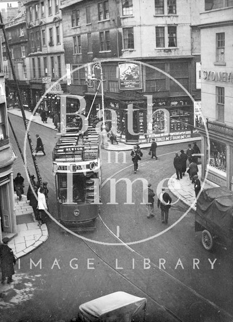 A busy street scene, Westgate Place, Bath 1925