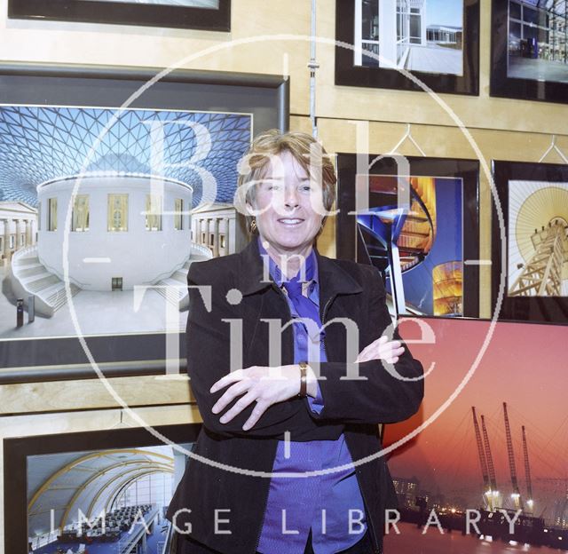 Photographer Mandy Reynolds at her exhibition at the Architectural Centre 2002