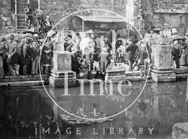 An unidentified civic ceremony at the Roman Great Bath, Bath c.1880