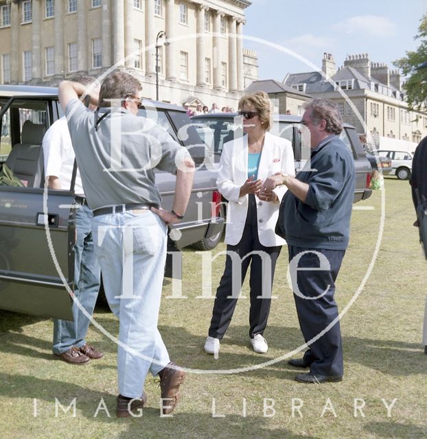 Dame Kiri te Kanawa on the lawn in front of Royal Crescent, Bath 1993