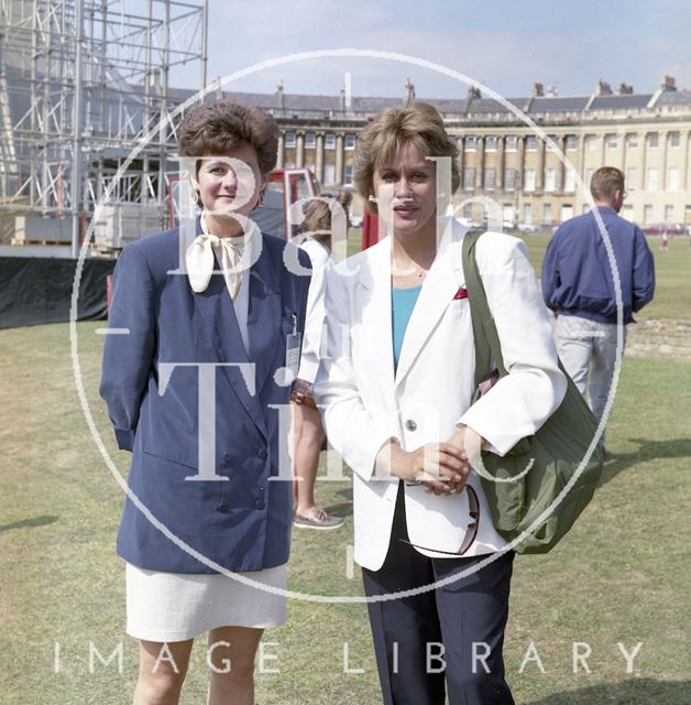 Dame Kiri te Kanawa on the lawn in front of Royal Crescent, Bath 1993