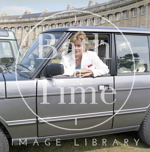 Dame Kiri te Kanawa on the lawn in front of Royal Crescent, Bath 1993