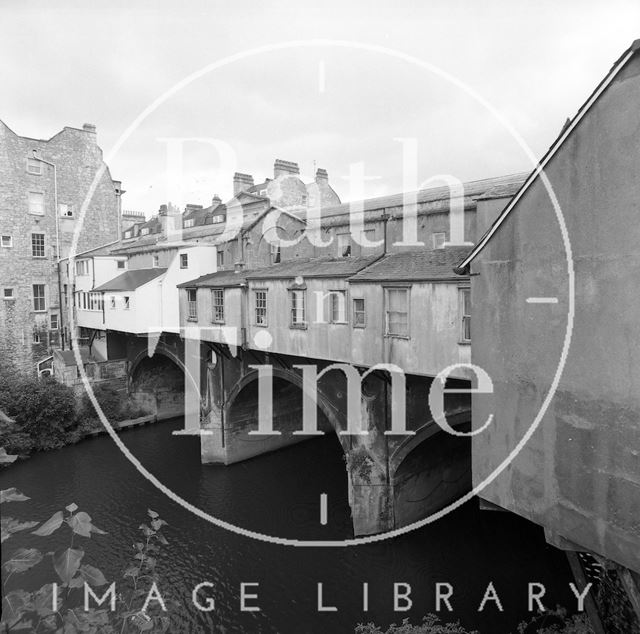 The less photographed rear of Pulteney Bridge, Bath c.1990