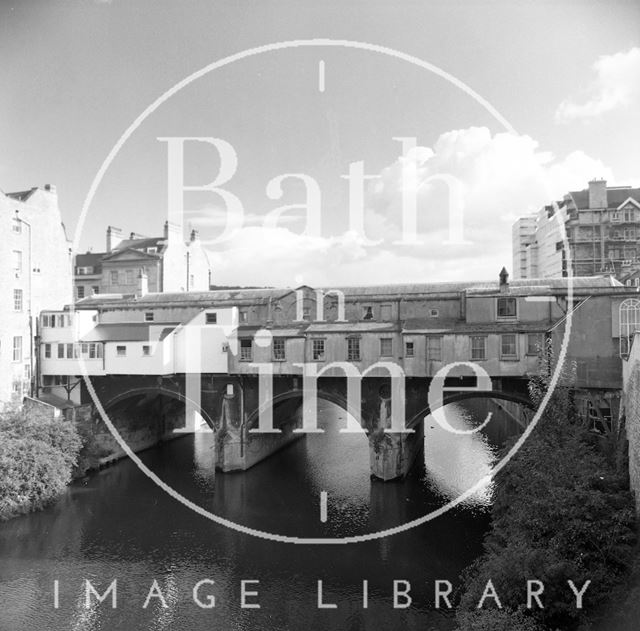 The less photographed rear of Pulteney Bridge, Bath c.1990