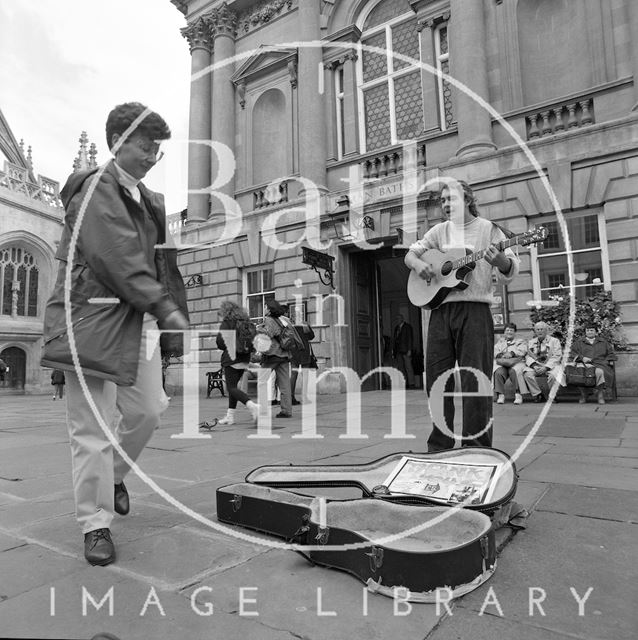 A busker in Abbey Church Yard, Bath c.1990