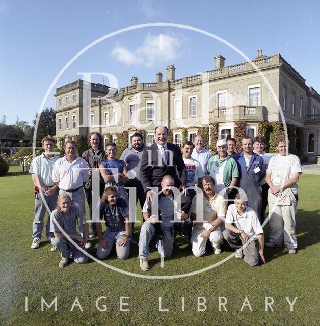 Local entrepreneur Jeffrey Thomas and the craftsmen that helped renovate Hartham Park, Wiltshire 1997