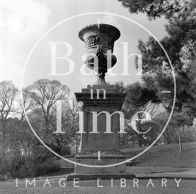 A stone urn in Royal Victoria Park, Bath c.1977