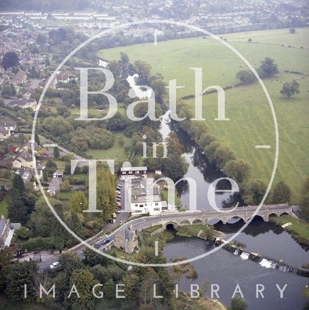 Aerial view of Bathampton Toll Bridge and the Old Mill Hotel c.1980