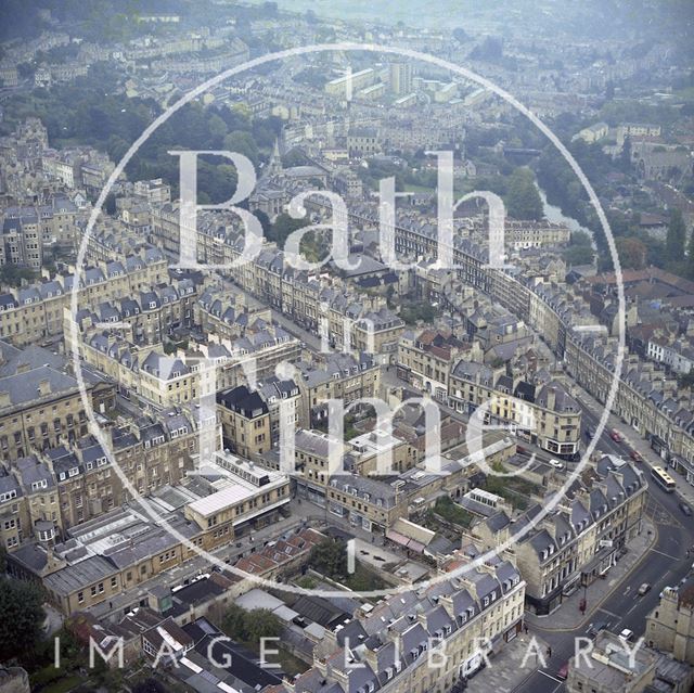 Aerial view of George Street, Paragon and Lansdown Hill, Bath c.1980