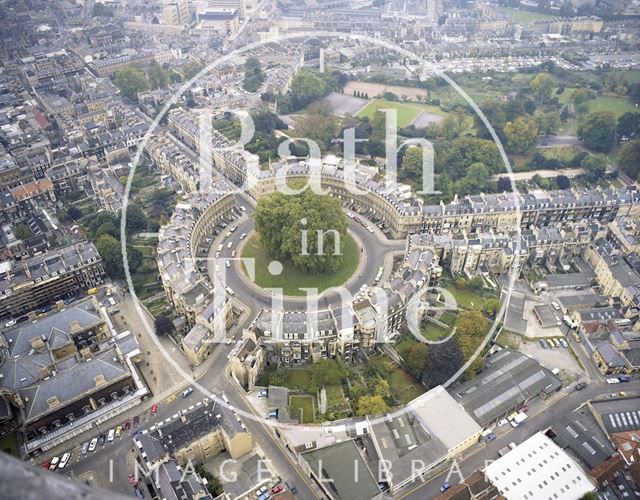 Aerial view of The Circus, Bath c.1980