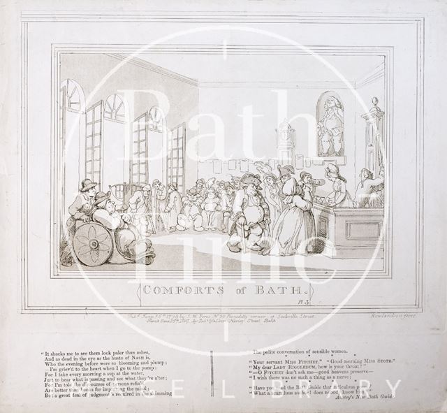 Comforts of Bath, Plate 3. The Pump Room 1798, republished 1857