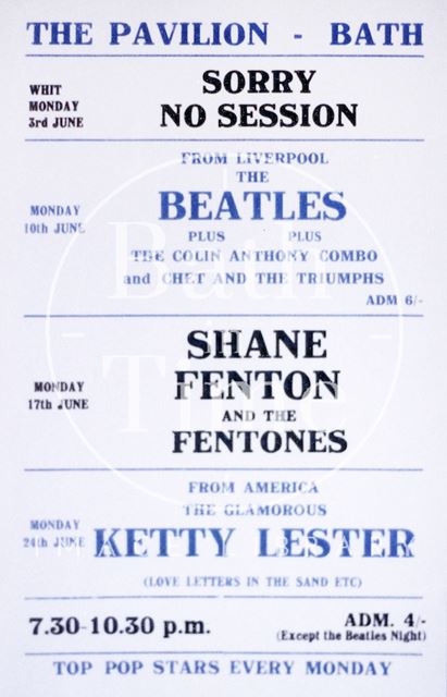 Flyer or poster for the Beatles at the Pavilion, Bath, 1963