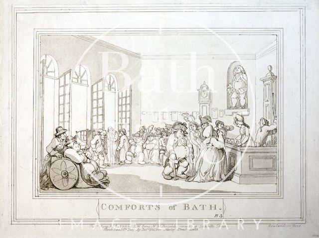 Comforts of Bath, Plate 3. The Pump Room 1798, republished 1857 - detail