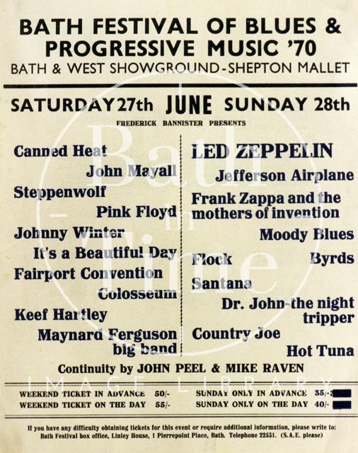 Poster for the Bath Festival of Blues & Progressive Music 1970