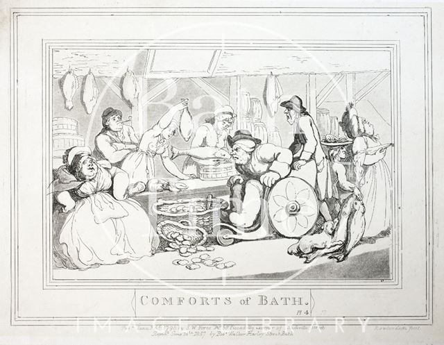 Comforts of Bath, Plate 4. The Fish Market 1798, republished 1857